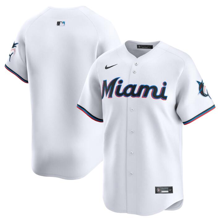 Personalized Men’s Miami Marlins Blank White 2024 Home Limited Stitched Baseball Jersey