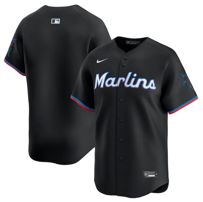 Personalized Men’s Miami Marlins Blank Black 2024 Alternate Limited Stitched Baseball Jersey