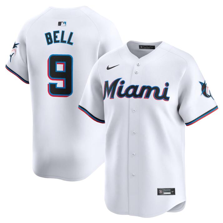 Personalized Men’s Miami Marlins #9 Josh Bell White 2024 Home Limited Stitched Baseball Jersey