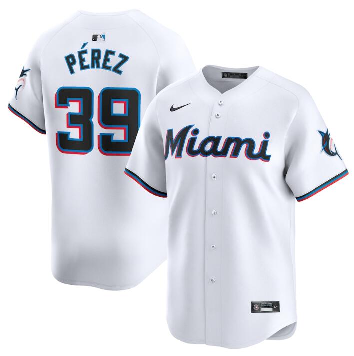 Personalized Men’s Miami Marlins #39 Eury Pérez White 2024 Home Limited Stitched Baseball Jersey