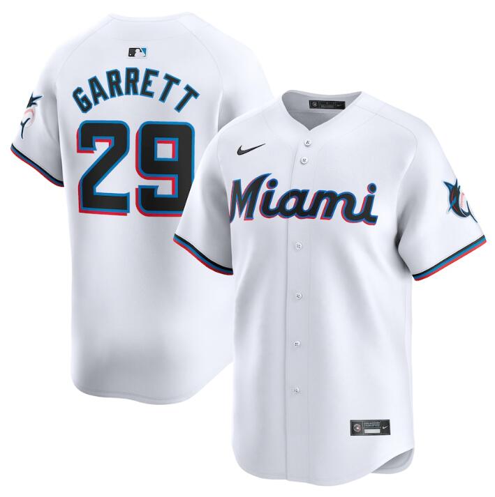 Personalized Men’s Miami Marlins #29 Braxton Garrett White 2024 Home Limited Stitched Baseball Jersey