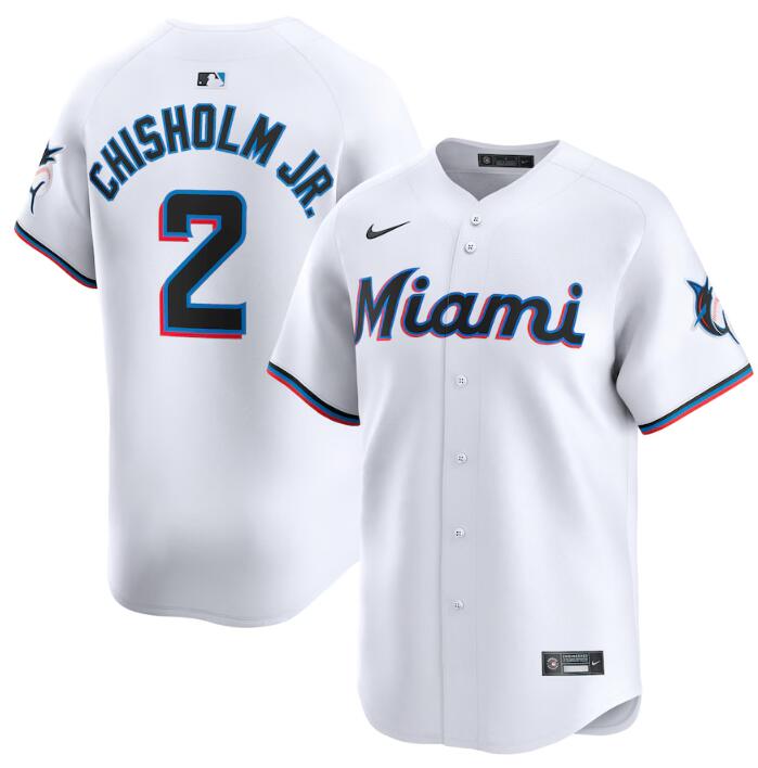 Personalized Men’s Miami Marlins #2 Jazz Chisholm Jr. White 2024 Home Limited Stitched Baseball Jersey