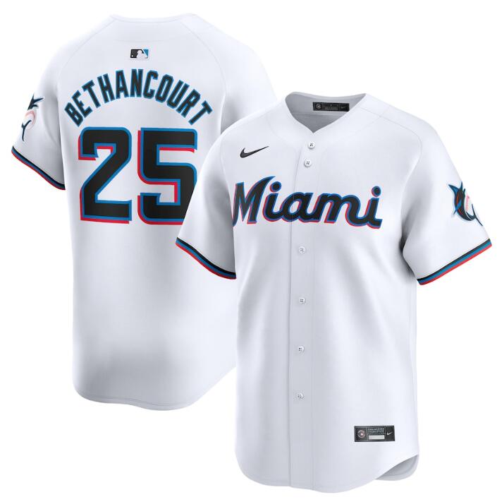 Personalized Men’s Miami Marlins #25 Christian Bethancourt White 2024 Home Limited Stitched Baseball Jersey