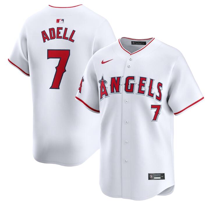 Personalized Men’s Los Angeles Angels #7 Jo Adell White Home Limited Stitched Baseball Jersey