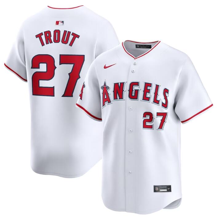 Personalized Men’s Los Angeles Angels #27 Mike Trout White Home Limited Stitched Baseball Jersey