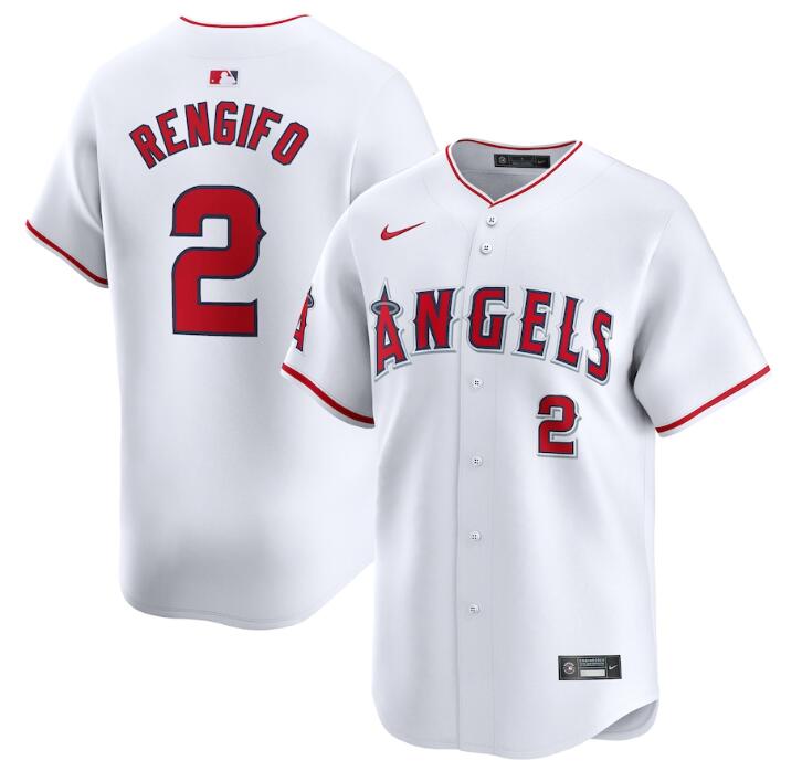 Personalized Men’s Los Angeles Angels #2 Luis Rengifo White Home Limited Stitched Baseball Jersey