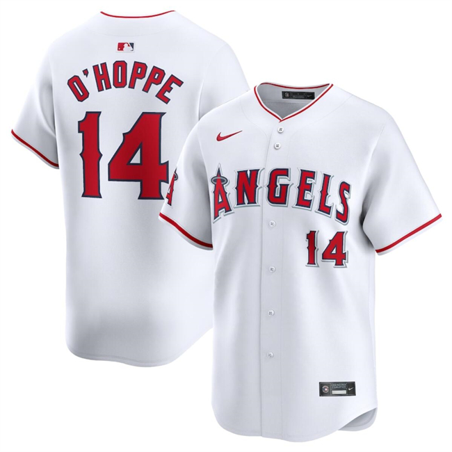 Personalized Men’s Los Angeles Angels #14 Logan O’Hoppe White Home Limited Stitched Baseball Jersey
