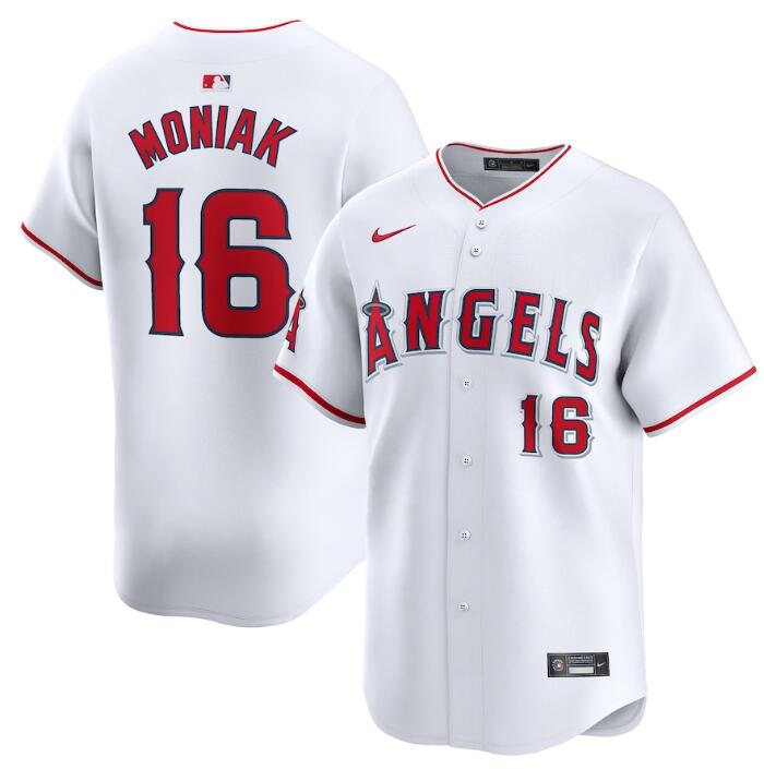 Personalized Men’s Los Angeles Angels #16 Mickey Moniak White Home Limited Stitched Baseball Jersey