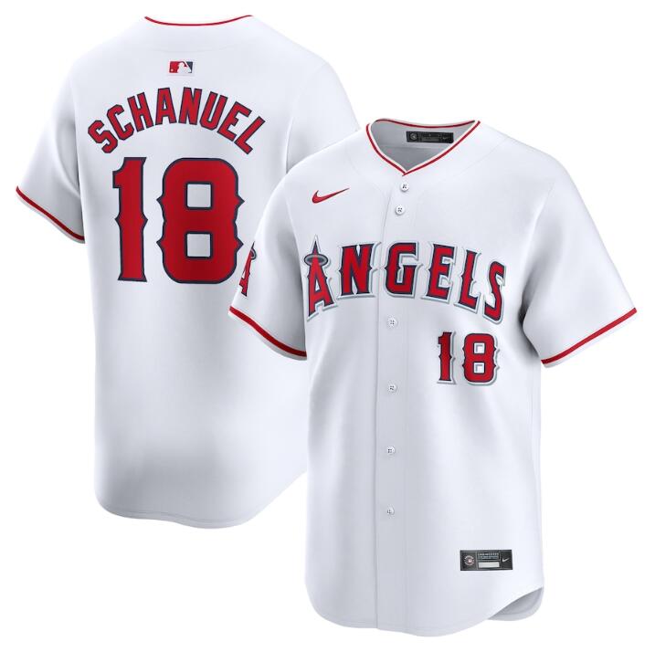 Personalized Men’s Los Angeles Angels #18 Nolan Schanuel White Home Limited Stitched Baseball Jersey