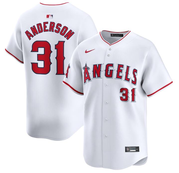 Personalized Men’s Los Angeles Angels #31 Tyler Anderson White Home Limited Stitched Baseball Jersey