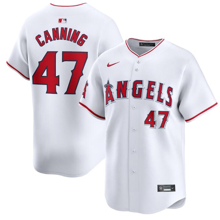 Personalized Men’s Los Angeles Angels #47 Griffin Canning White Home Limited Stitched Baseball Jersey