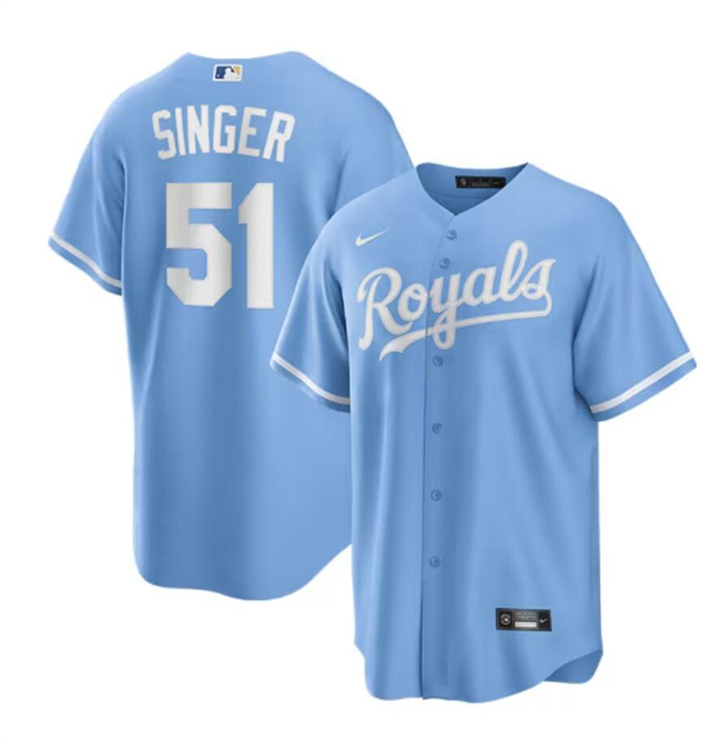 Personalized Men’s Kansas City Royals #51 Brady Singer Light Blue Stitched Baseball Jersey