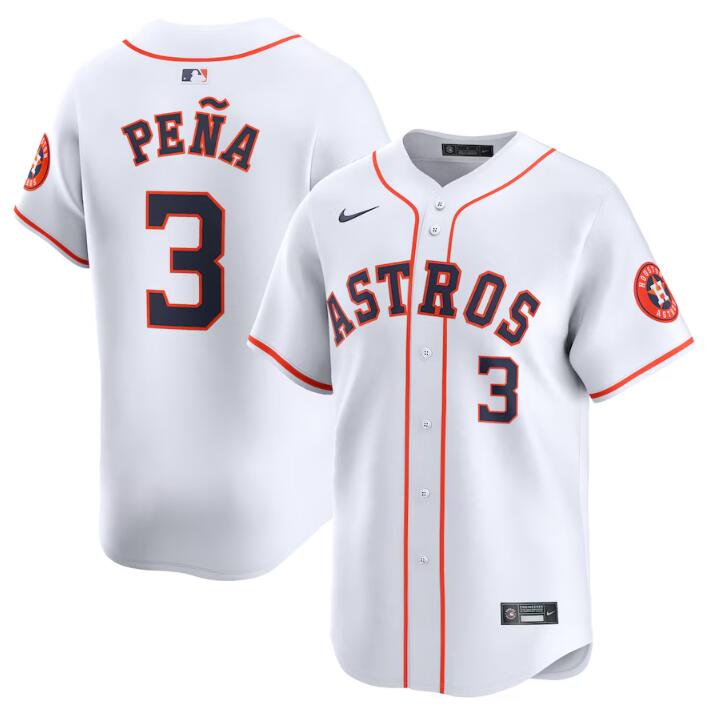 Personalized Men’s Houston Astros #3 Jeremy Peña White 2024 Home Limited Stitched Baseball Jersey