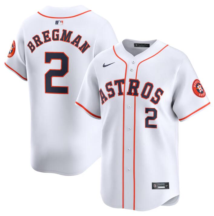 Personalized Men’s Houston Astros #2 Alex Bregman White 2024 Home Limited Stitched Baseball Jersey