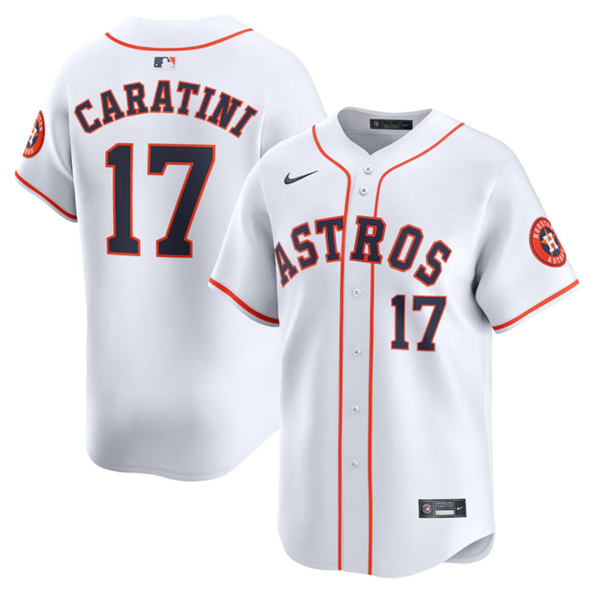 Personalized Men’s Houston Astros #17 Victor Caratini White 2024 Home Limited Stitched Baseball Jersey