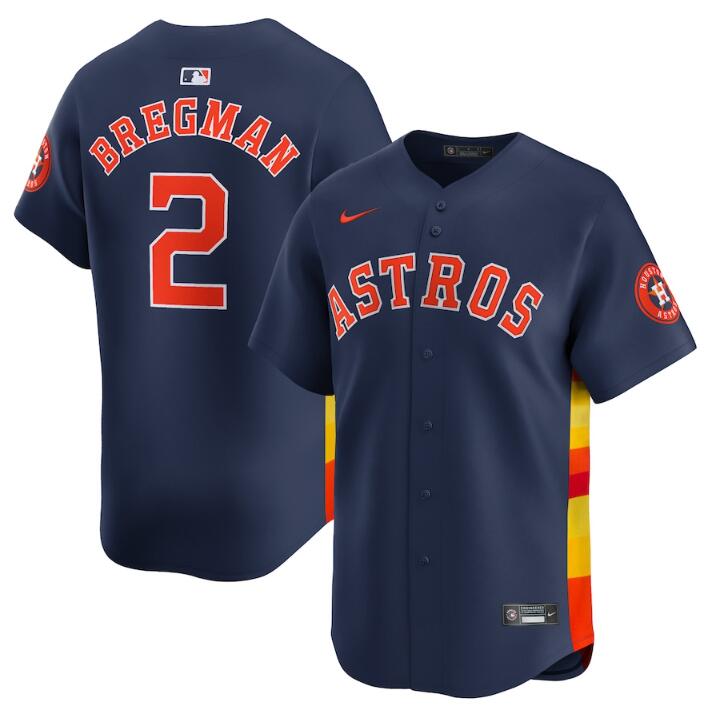 Personalized Men’s Houston Astros #2 Alex Bregman Navy 2024 Alternate Limited Stitched Baseball Jersey