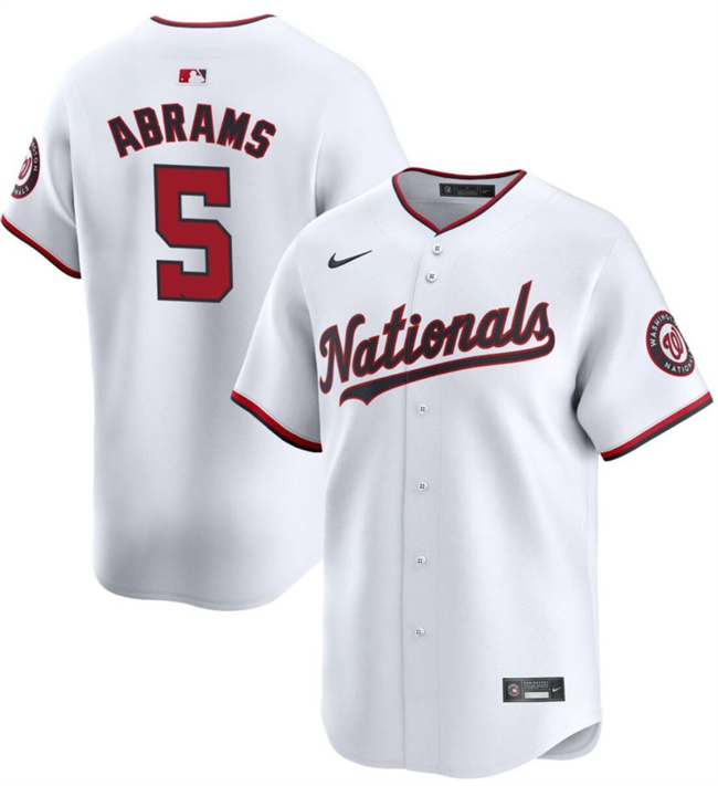 Personalized Men’s Washington Nationals #5 CJ Abrams White 2024 Home Limited Stitched Baseball Jersey