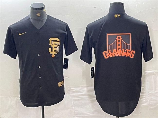 Personalized Men’s San Francisco Giants Black Team Big Logo Cool Base Stitched Baseball Jersey 3