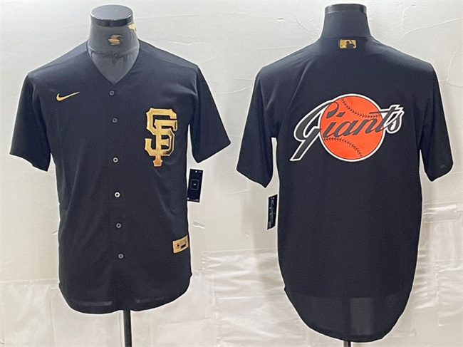 Personalized Men’s San Francisco Giants Black Team Big Logo Cool Base Stitched Baseball Jersey 4