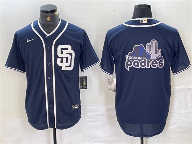 Personalized Men’s San Diego Padres Navy Team Big Logo Cool Base Stitched Baseball Jersey