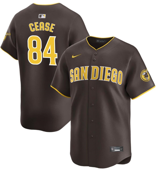 Personalized Men’s San Diego Padres #84 Dylan Cease Brown 2024 Away Limited Stitched Baseball Jersey