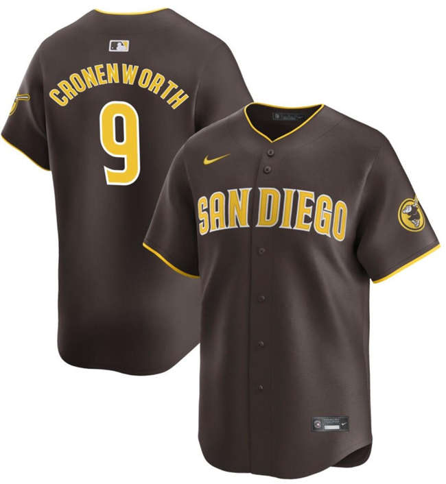 Personalized Men’s San Diego Padres #9 Jake Cronenworth Brown 2024 Away Limited Stitched Baseball Jersey
