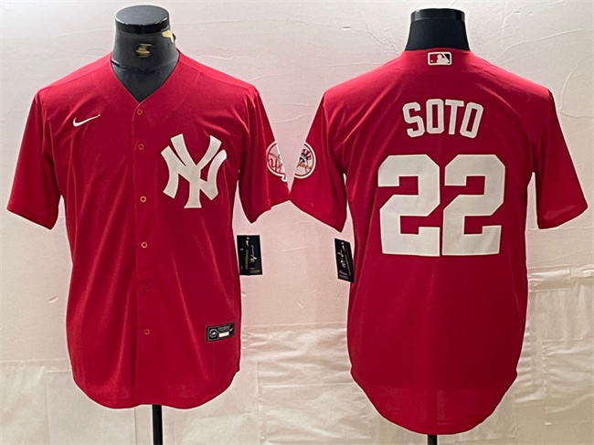 Personalized Men’s New York Yankees #22 Juan Soto Red Cool Base Stitched Baseball Jersey