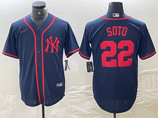 Personalized Men’s New York Yankees #22 Juan Soto Navy Cool Base Stitched Baseball Jersey