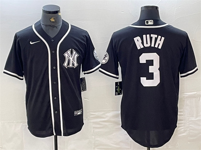 Personalized Men’s New York Yankees #3 Babe Ruth Black Cool Base Stitched Baseball Jersey