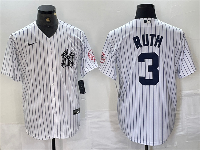 Personalized Men’s New York Yankees #3 Babe Ruth White Cool Base Stitched Baseball Jersey