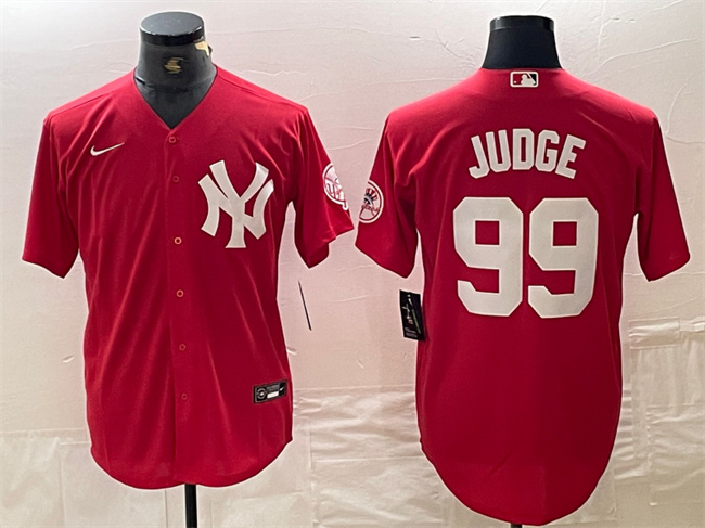 Personalized Men’s New York Yankees #99 Aaron Judge Red Cool Base Stitched Baseball Jersey
