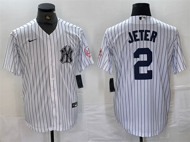 Personalized Men’s New York Yankees #2 Derek Jeter White Cool Base Stitched Baseball Jersey