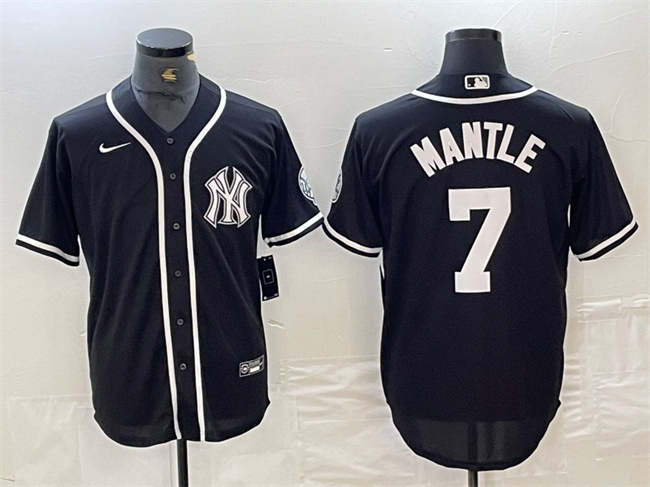 Personalized Men’s New York Yankees #7 Mickey Mantle Black Cool Base Stitched Baseball Jersey