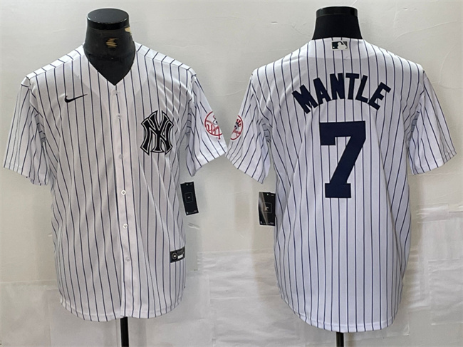Personalized Men’s New York Yankees #7 Mickey Mantle White Cool Base Stitched Baseball Jersey