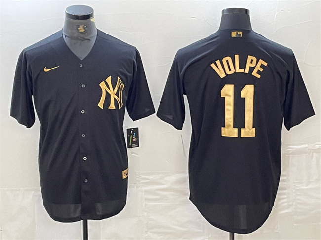 Personalized Men’s New York Yankees #11 Anthony Volpe Black Cool Base Stitched Baseball Jersey