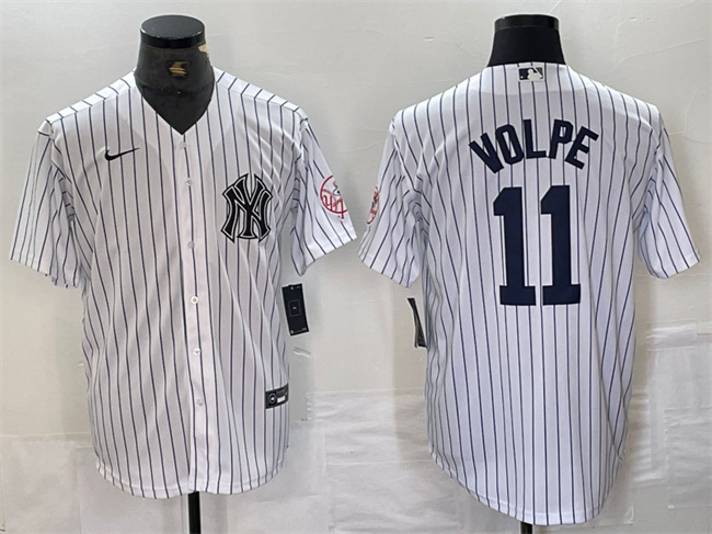 Personalized Men’s New York Yankees #11 Anthony Volpe White Cool Base Stitched Baseball JerseyS