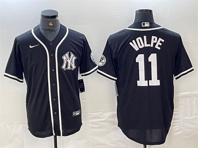 Personalized Men’s New York Yankees #11 Anthony Volpe Black Cool Base Stitched Baseball Jersey 4