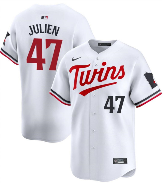 Personalized Men’s Minnesota Twins #47 Edouard Julien White 2024 Home Limited Stitched Baseball Jersey