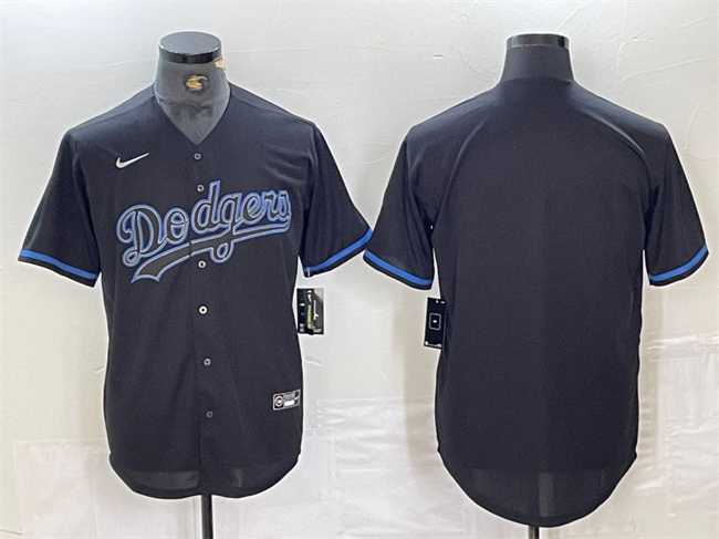 Personalized Men’s Los Angeles Dodgers Blank Black Cool Base Stitched Baseball Jersey 4