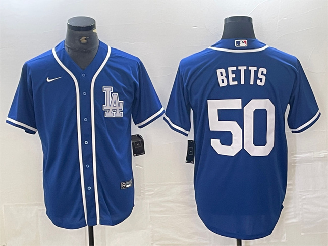 Personalized Men’s Los Angeles Dodgers #50 Mookie Betts Blue Cool Base Stitched Baseball Jersey