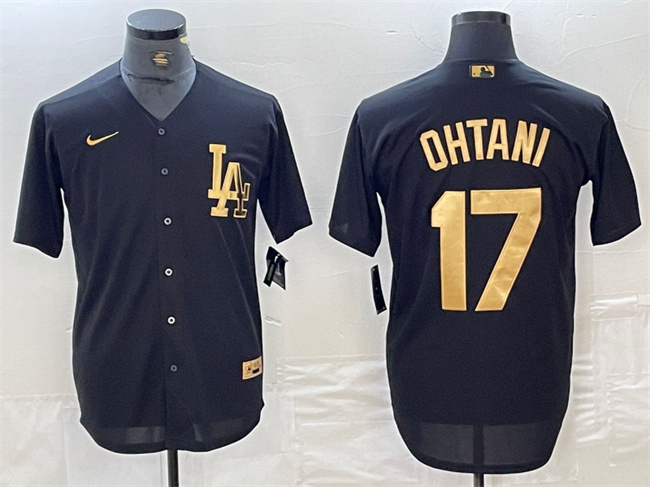 Personalized Men’s Los Angeles Dodgers #17 Shohei Ohtani Black Cool Base Stitched Baseball Jersey
