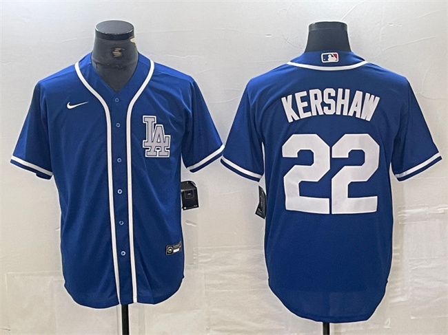Personalized Men’s Los Angeles Dodgers #22 Clayton Kershaw Blue Cool Base Stitched Baseball Jersey