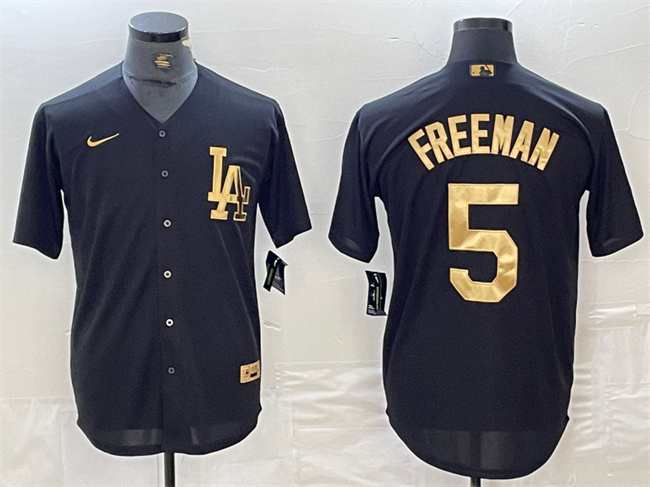 Personalized Men’s Los Angeles Dodgers #5 Freddie Freeman Black Cool Base Stitched Baseball Jersey