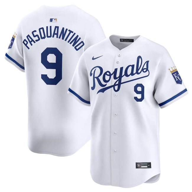 Personalized Men’s Kansas City Royals #9 Vinnie Pasquantino White 2024 Home Limited Stitched Baseball Jersey