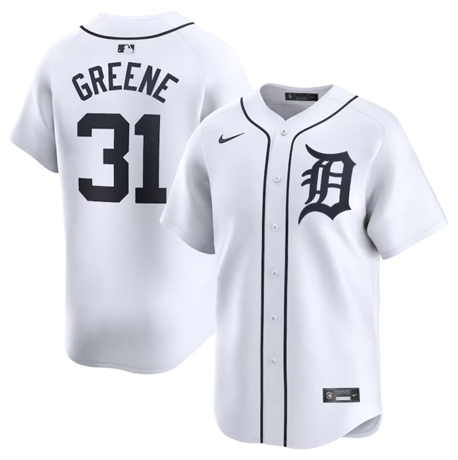 Personalized Men’s Detroit Tigers #31 Riley Greene White 2024 Home Limited Stitched Baseball Jersey