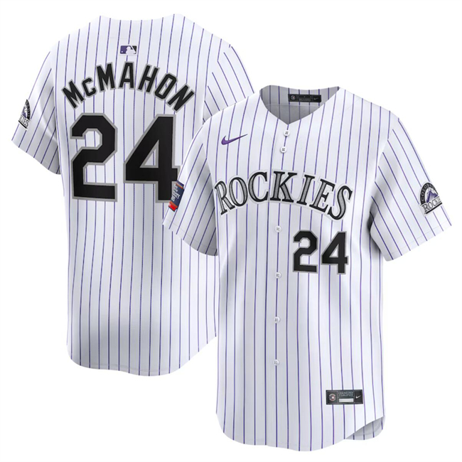 Personalized Men’s Colorado Rockies #24 Ryan McMahon White 2024 World Tour Mexico City Series Home Limited Stitched Baseball Jersey