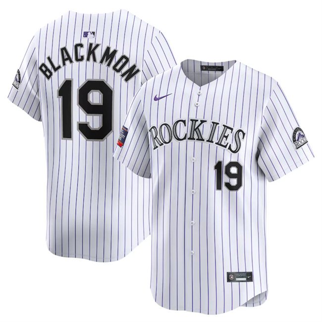 Personalized Men’s Colorado Rockies #19 Charlie Blackmon White 2024 World Tour Mexico City Series Home Limited Stitched Baseball Jersey