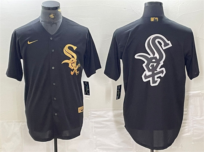 Personalized Men’s Chicago White Sox Blank Black Cool Base Stitched Jersey 1