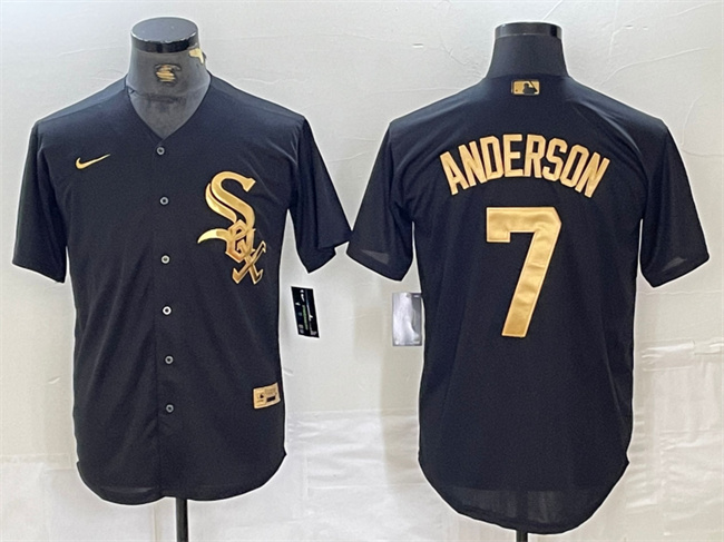 Personalized Men’s Chicago White Sox #7 Tim Anderson Black Cool Base Stitched Jersey
