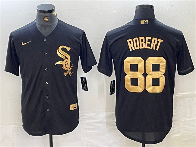 Personalized Men’s Chicago White Sox #88 Luis Robert Black Cool Base Stitched Jersey